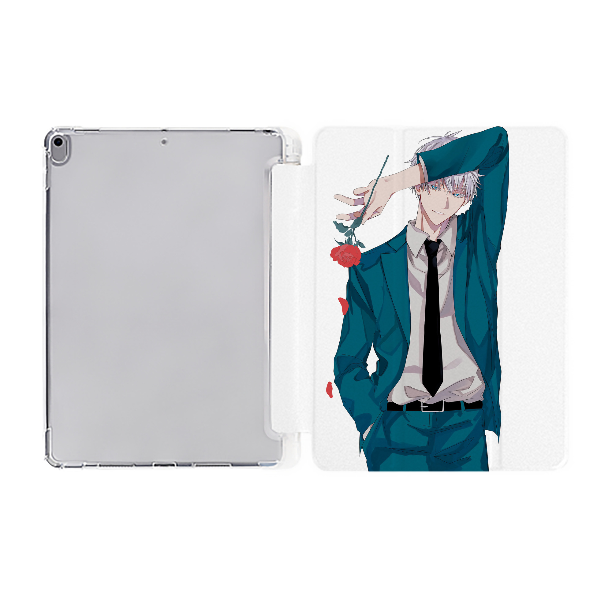 （画像用） 呪術廻戦 Jujutsu Kaisen IPad ケース ペン収納付き 三つ折りスタンド PUレザー×シリコン 対応機種9.5/10.5/10.9インチ